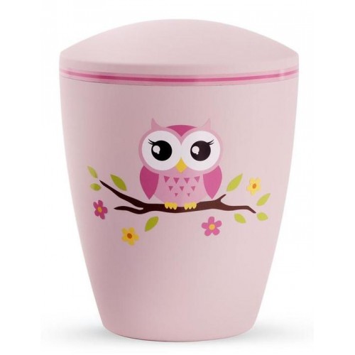 Biodegradable Cremation Ashes Urn (Infant / Child / Girl) – Pink with Illustrated Owl